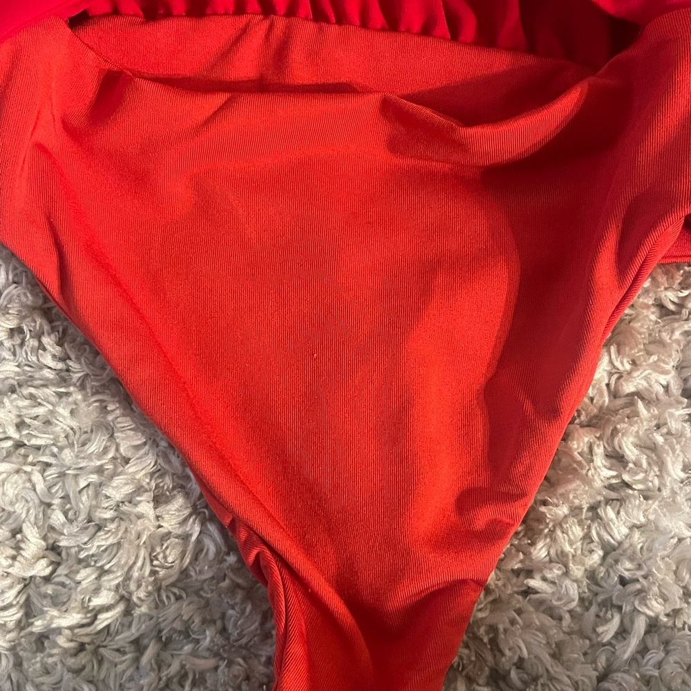 BABATON Aritzia Bodysuit XXS Red Long Sleeve Tie Front Ace Blazer Style Thong - Picture 11 of 13